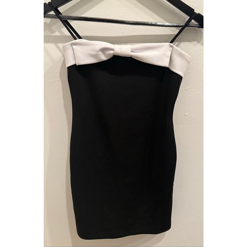 Udt Fashion Youth Girls Un Deux Trois Crepe Bow Fitted Dress Black White Size 14